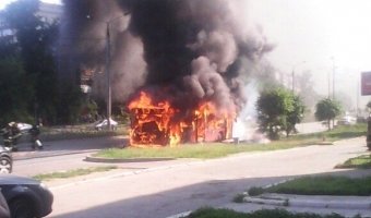 В Казани сгорел пассажирский автобус