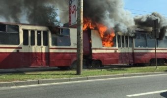 В Петербурге сгорел трамвай