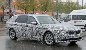 BMW 5 Series Touring 2017 с новыми фарами проходит тесты