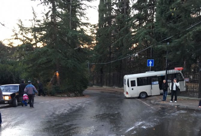В Сочи из-за гололеда автобус сбил пенсионерку на тротуаре (2)