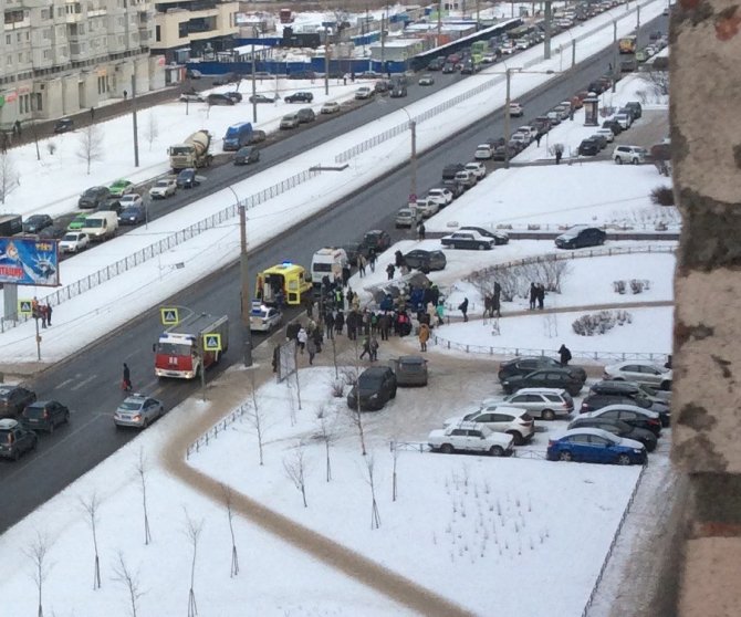 На Богатырском проспекте в Петербурге Ford снес остановку (2).jpg