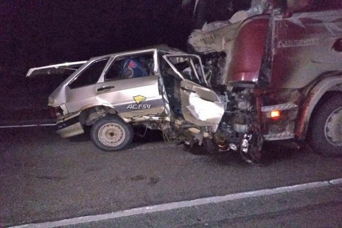 Водитель и пассажир ВАЗа погибли в ДТП с фурой в Новосибирской области