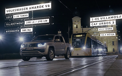 В новом промо-ролике Volkswagen Amarok возит трамвай на прицепе