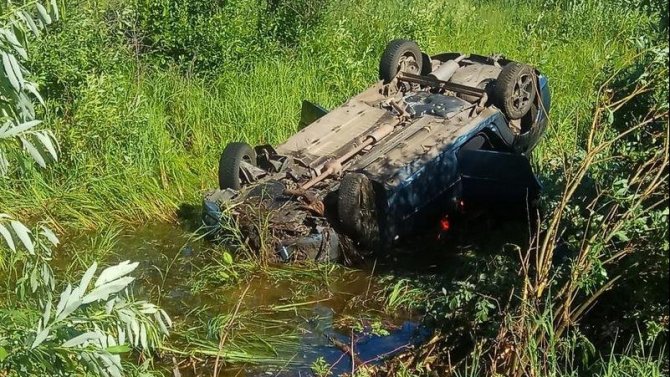 В Курганской области иномарка опрокинулась в болото – водитель погиб