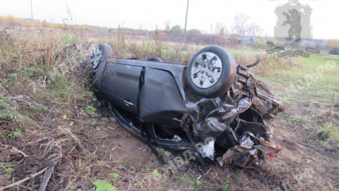 При опрокидывании автомобиля в Ярославской области погибли два человека