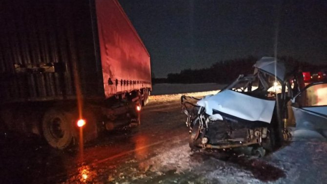 В столкновении иномарки с грузовиком на трассе Челябинск — Новосибирск погибли два человека