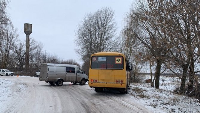 «ГАЗель» и школьный автобус столкнулись в Воронежской области