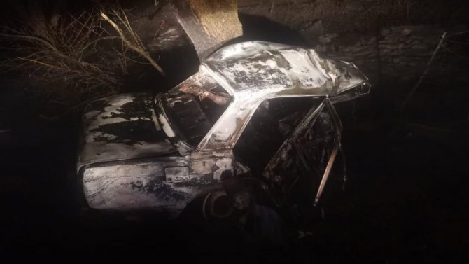 На Ставрополье ВАЗ врезался в дерево и загорелся, водитель госпитализирован