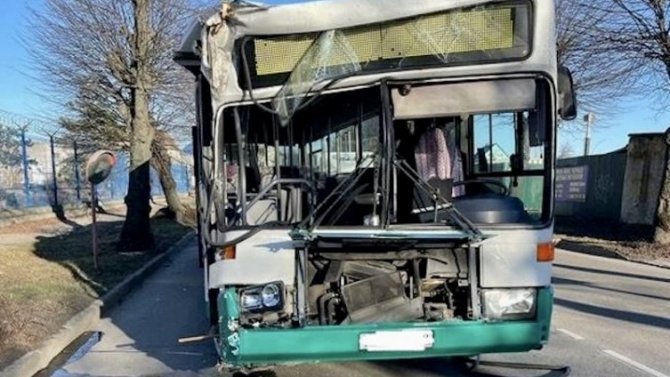 В Калининграде автобус врезался в дерево, пострадала кондуктор