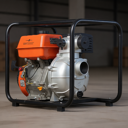 Бензиновая мотопомпа вблизи