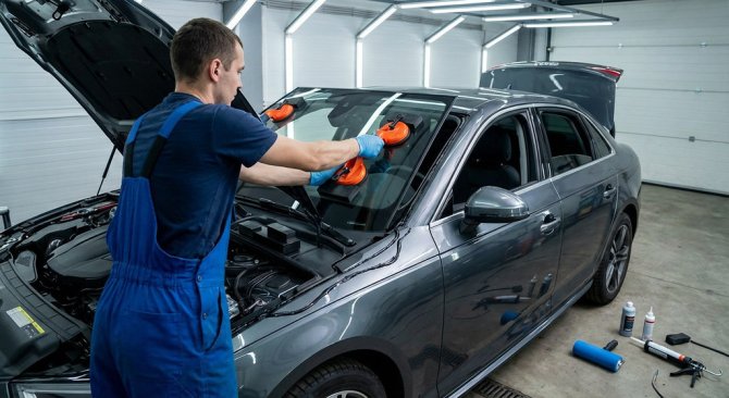 установка лобового стекла на ауди а4