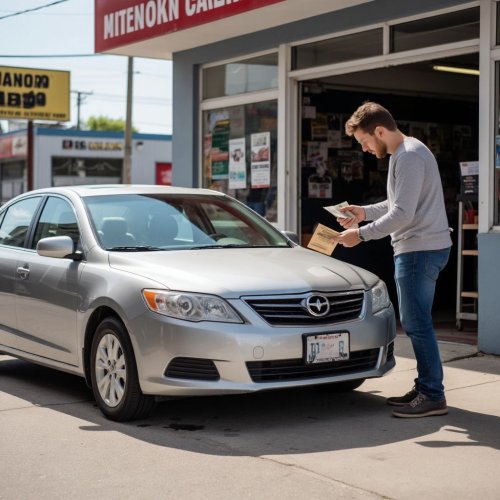 Мужчина осматривает автомобиль