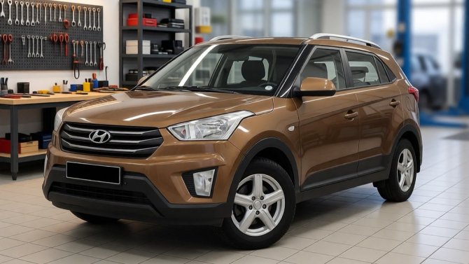 Hyundai Creta в автотехцентре после ремонта двигателя